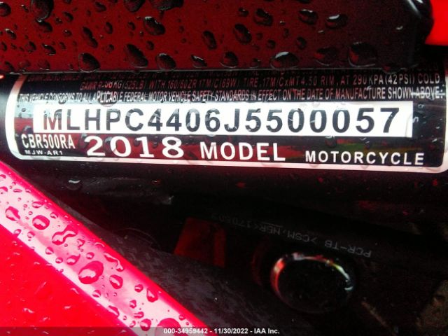 2018 HONDA CBR500 MLHPC4406J5500057 Photo 9