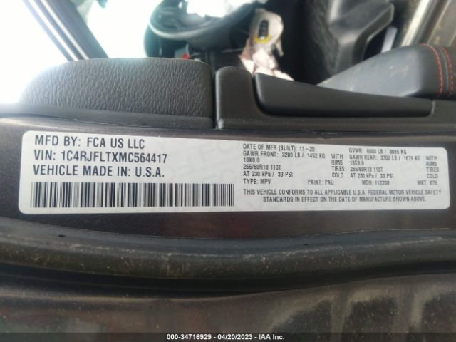 1C4RJFLTXMC564417 Jeep Grand Cherokee Trailhawk