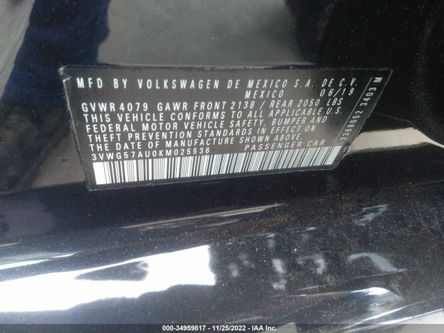 2019 Volkswagen Golf, VIN: 3VWG57AU0KM025536