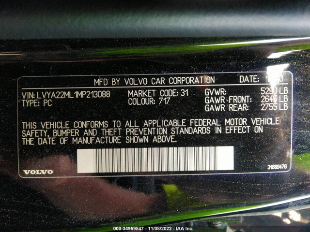 2021 Volvo S90, VIN: LVYA22ML1MP213088