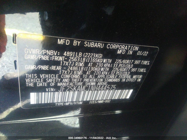 2022 Subaru Forester, VIN: JF2SKAMC1NH444575