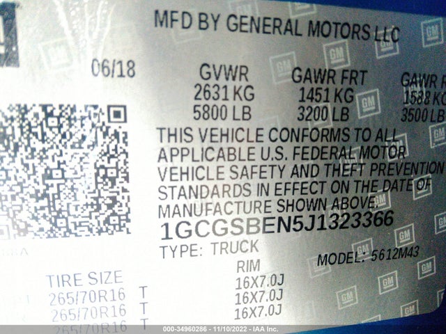 Chevrolet Colorado Wt 2018 1GCGSBEN5J1323366 Image 9