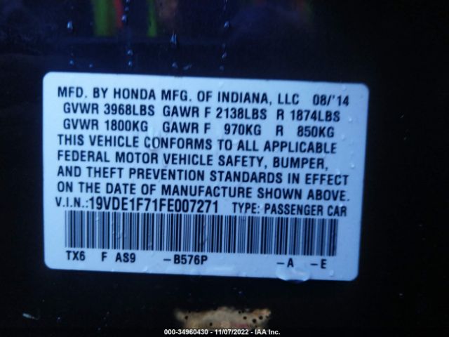 19VDE1F71FE007271 Acura Ilx 2.0l