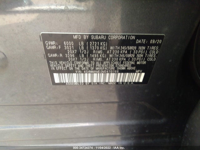 2021 Subaru Ascent, VIN: 4S4WMAMD2M3410168