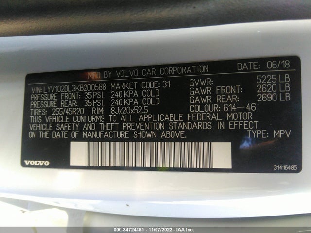 2019 Volvo XC60, VIN: LYV102DL3KB200588