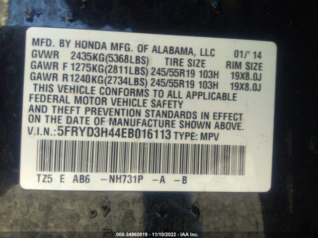 Acura Mdx Tech Pkg 2014 5FRYD3H44EB016113 Image 9