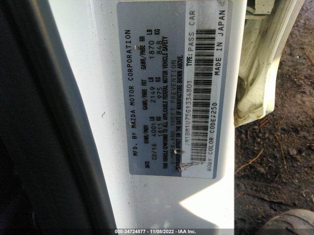 2016 Mazda 3, VIN: JM1BM1U75G1334801