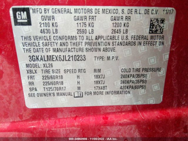 3GKALMEX6JL210233 GMC Terrain Sle