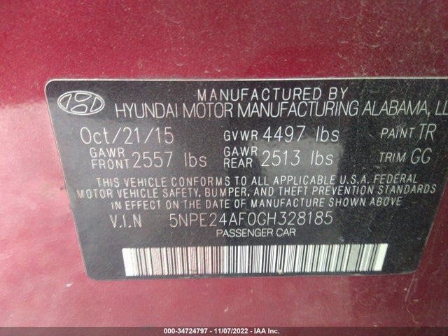 Hyundai Sonata 2.4l Se 2016 5NPE24AF0GH328185 Image 8