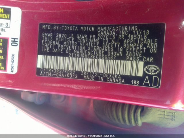 2T1BURHE8EC066567 Toyota Corolla S Plus