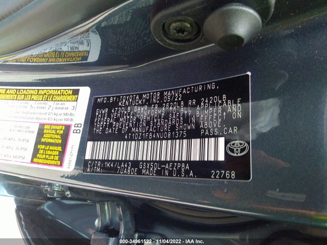 2022 Toyota Avalon, VIN: 4T1DZ1FB4NU081375