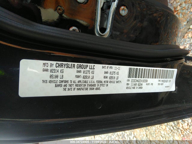 2012 CHRYSLER 300 VIN: 2C3CCAAG2CH165350