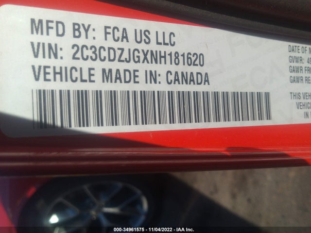 2022 Dodge Challenger, VIN: 2C3CDZJGXNH181620