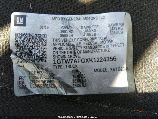 GMC SAVANA CARGO VAN 2019 1GTW7AFGXK1224356 Image 10