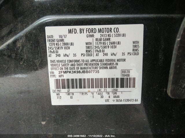 2018 Ford Edge, VIN: 2FMPK3K98JBB07735