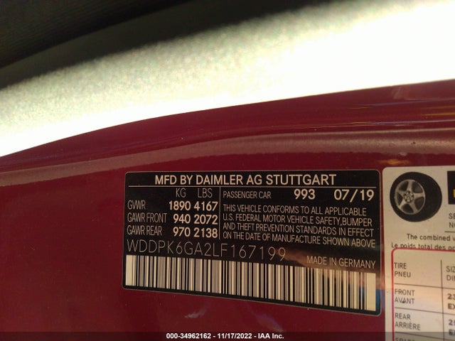2020 Mercedes-Benz SLC-Class, VIN: WDDPK6GA2LF167199