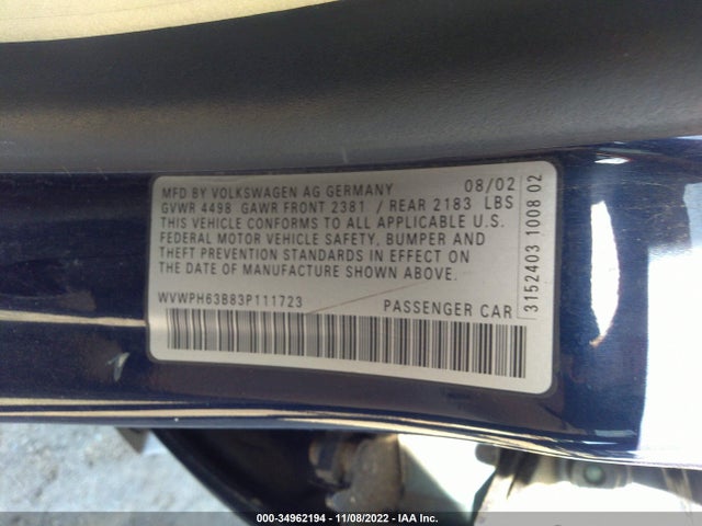 WVWPH63B83P111723 Volkswagen PASSAT GLS