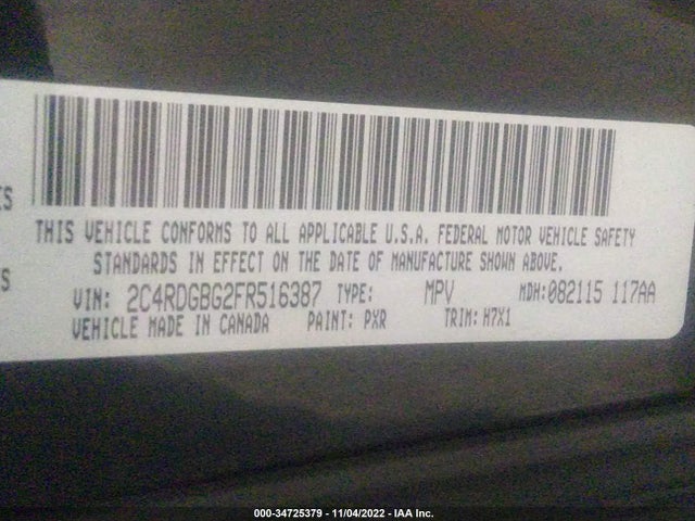 Dodge Grand Caravan American Value Pkg 2015 2C4RDGBG2FR516387 Image 9