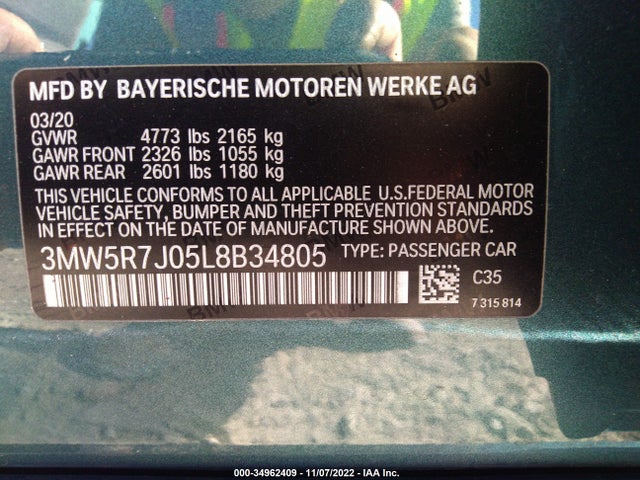 BMW 3 Series 330i Xdrive 2020 аукцион фото