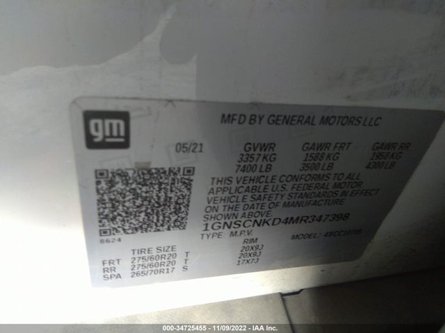 Chevrolet Tahoe Lt 2021 1GNSCNKD4MR347398 Image 9