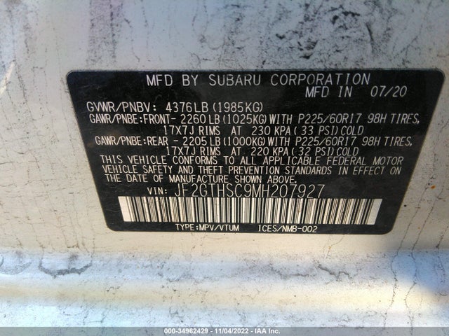 2021 Subaru Crosstrek, VIN: JF2GTHSC9MH207927
