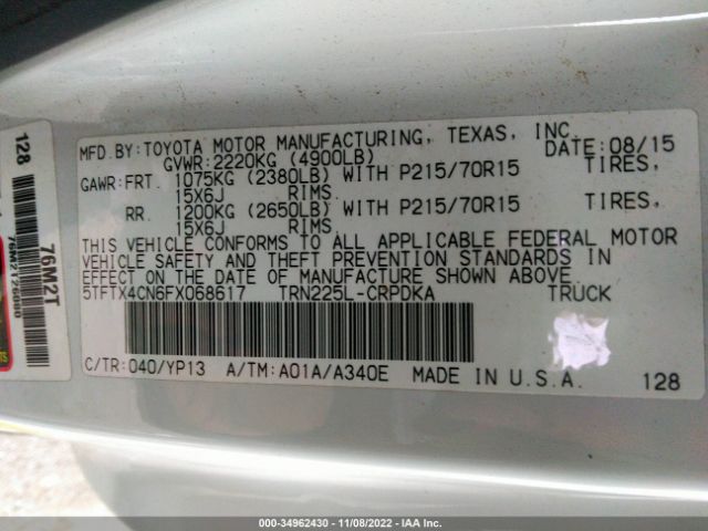 5TFTX4CN6FX068617 Toyota Tacoma