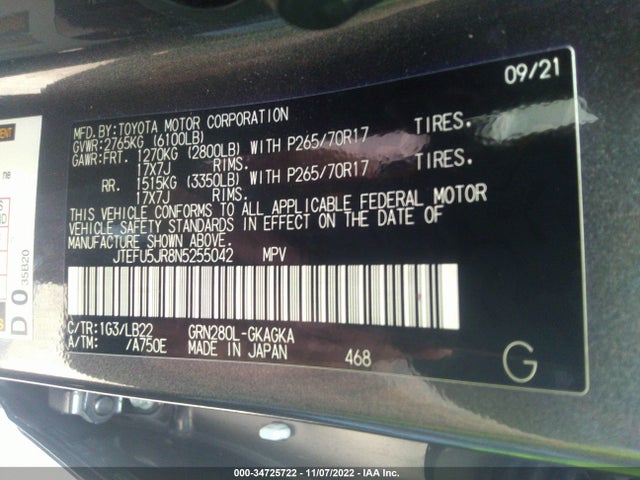 Toyota 4RUNNER 2022 JTEFU5JR8N5255042 Image 14