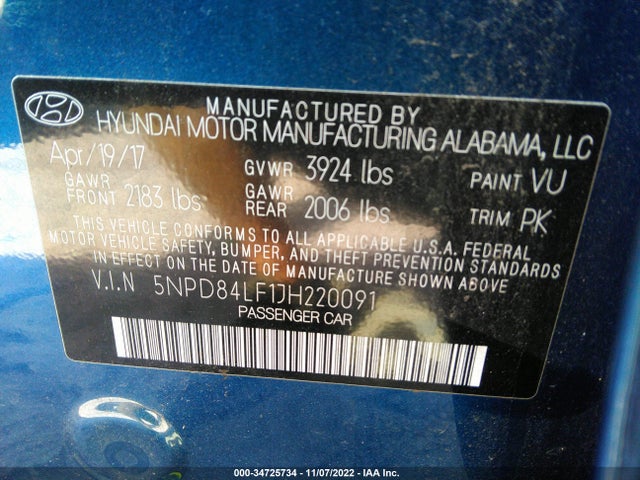 2018 Hyundai Elantra, VIN: 5NPD84LF1JH220091