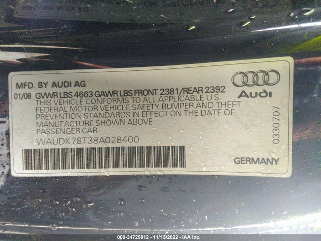 WAUDK78T38A028400 Audi A5