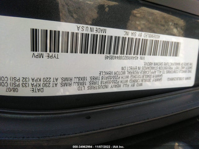 Subaru Tribeca 2008 4S4WX92D884408546 Image 10