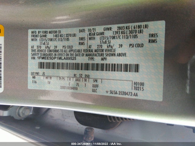 2021 Ford Bronco, VIN: 1FMEE5DP1MLA89525