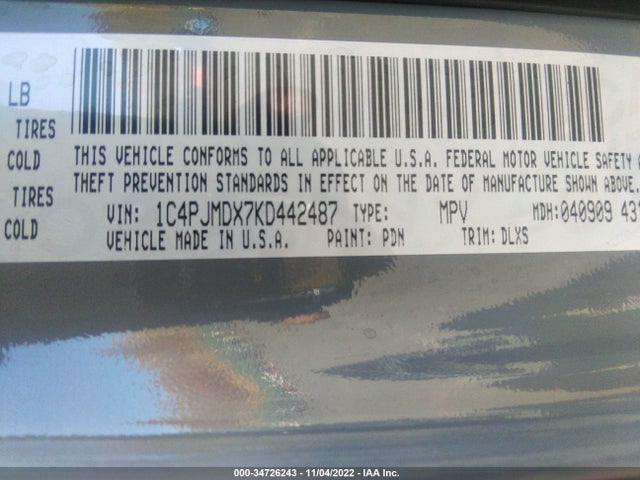 2019 Jeep Cherokee, VIN: 1C4PJMDX7KD442487