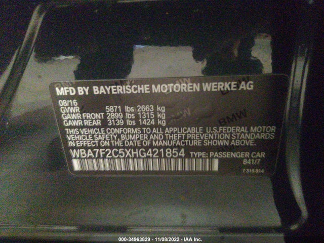 2017 BMW 7 Series, VIN: WBA7F2C5XHG421854