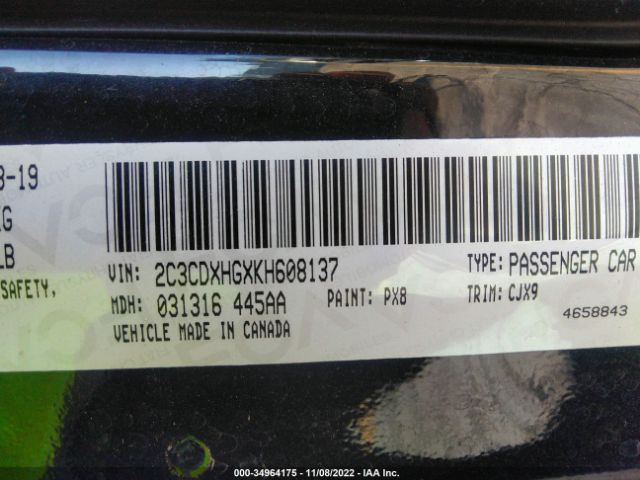 2C3CDXHGXKH608137 Dodge CHARGER GT
