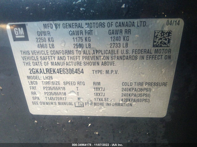 GMC Terrain Sle 2014 2GKALREK4E6306454 Image 9