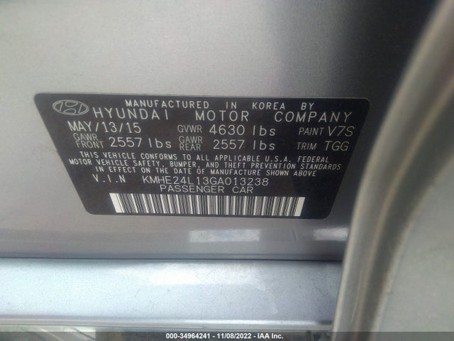2016 Hyundai Sonata, VIN: KMHE24L13GA013238