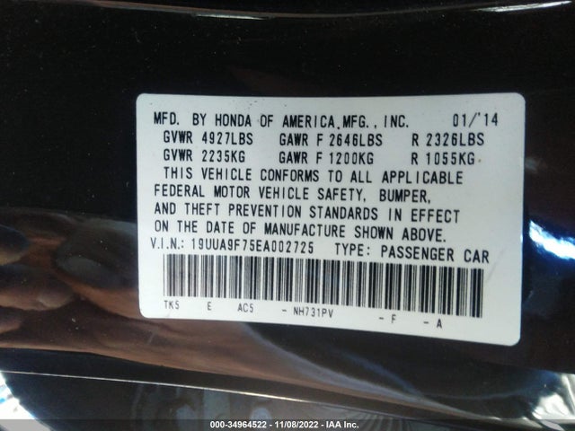 2014 Acura TL, VIN: 19UUA9F75EA002725