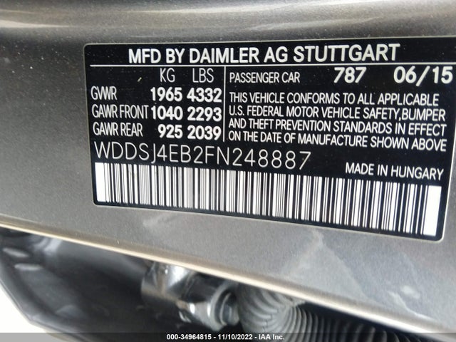 2015 Mercedes-Benz CLA-Class, VIN: WDDSJ4EB2FN248887