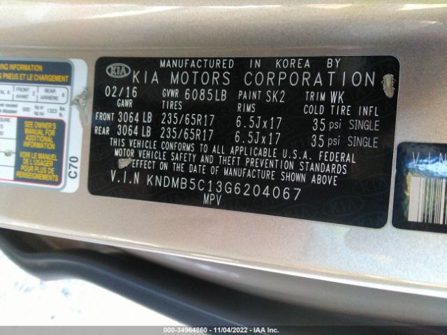 KNDMB5C13G6204067 KIA SEDONA LX