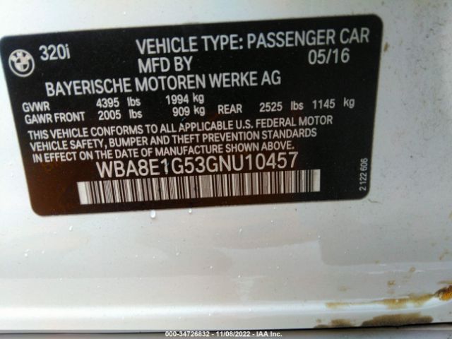 WBA8E1G53GNU10457 BMW 320