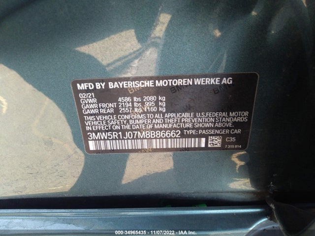 BMW 3 Series 330i 2021 аукцион фото