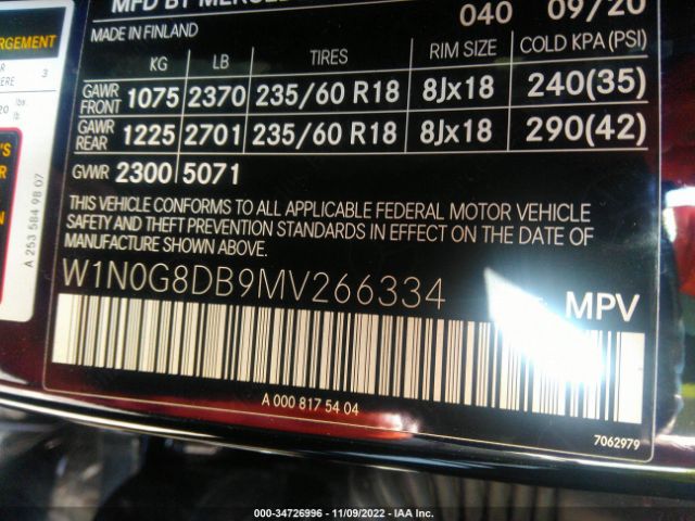W1N0G8DB9MV266334 Mercedes-Benz Glc Glc 300
