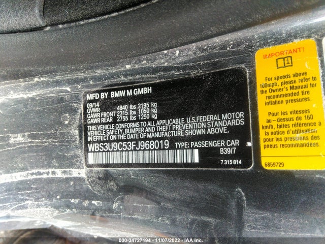 BMW M4 2015 WBS3U9C53FJ968019 Image 9