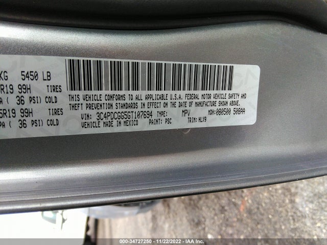 2016 DODGE JOURNEY CROSSROAD PLUS VIN: 3C4PDCGG5GT107694