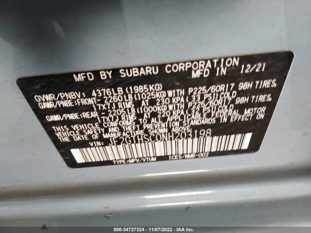 2022 Subaru Crosstrek, VIN: JF2GTHSC0NH203198