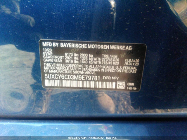2021 BMW X6, VIN: 5UXCY6C03M9E79781