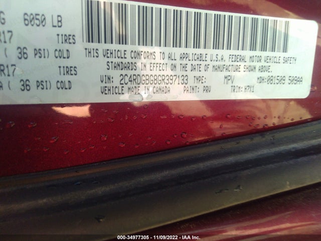 2016 Dodge Grand Caravan, VIN: 2C4RDGBG8GR397133