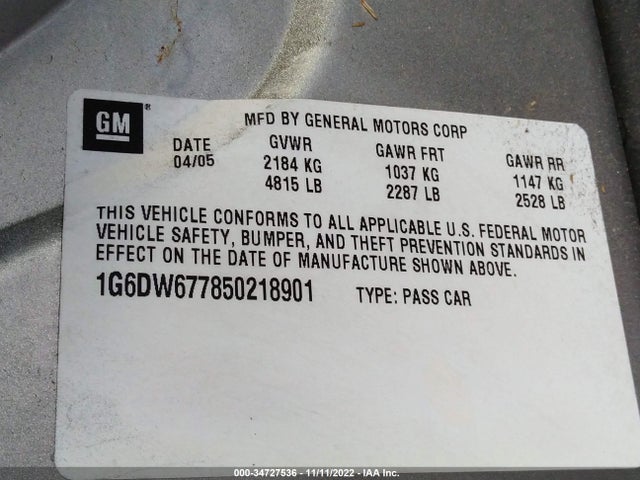 Cadillac STS 2005 1G6DW677850218901 Image 10