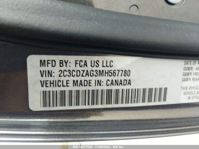 Dodge Challenger Sxt 2021 2C3CDZAG3MH567780 Image 10