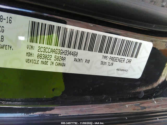 2016 CHRYSLER 300 LIMITED VIN: 2C3CCAAG3GH334460